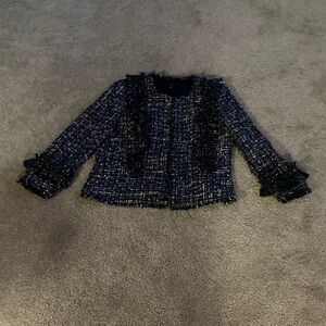 Ann Taylor Black and Gray Tweed Blazer